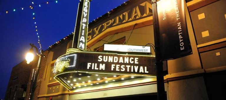 Egyptian Theatre marquee displaying "Sundance Film Festival.