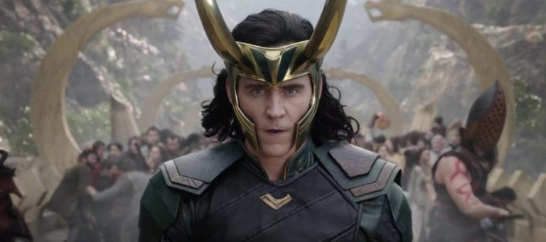 Loki, from Marvel's Thor, wearing his iconic horned helmet.
