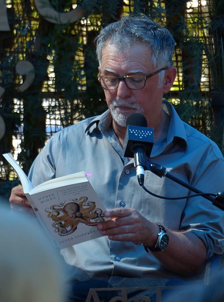 Peter Godfrey-Smith reading "Other Minds" at a philosophy of science event.